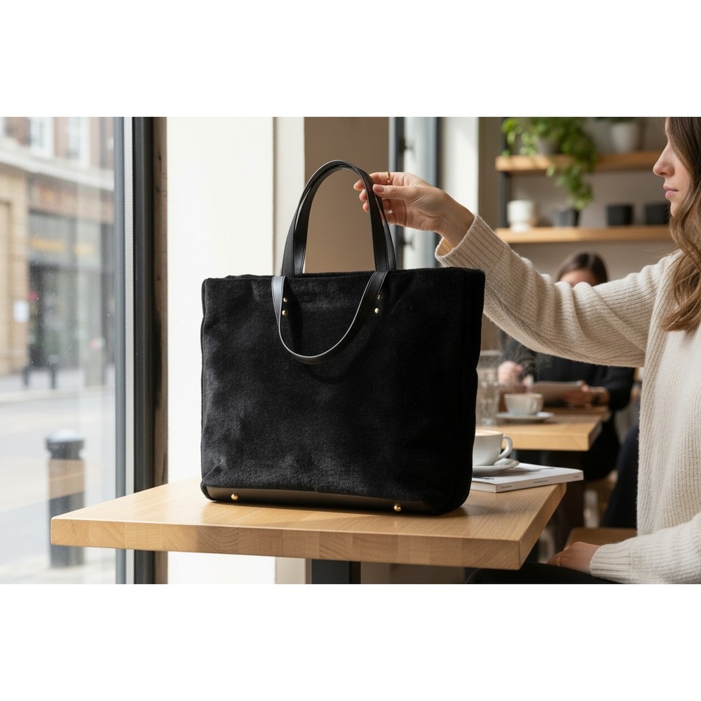 Who What Wear Tote Bag Women Large Black NWOT Faux Fur Suede Fuzzy Carryall